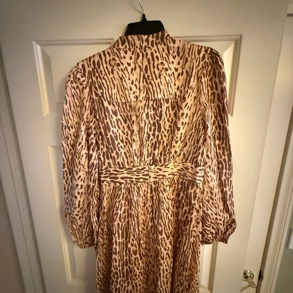 Zimmermann Cascadian Leopard Print Long Sleeve Linen Midi Dress US size 6 - Picture 9 of 13